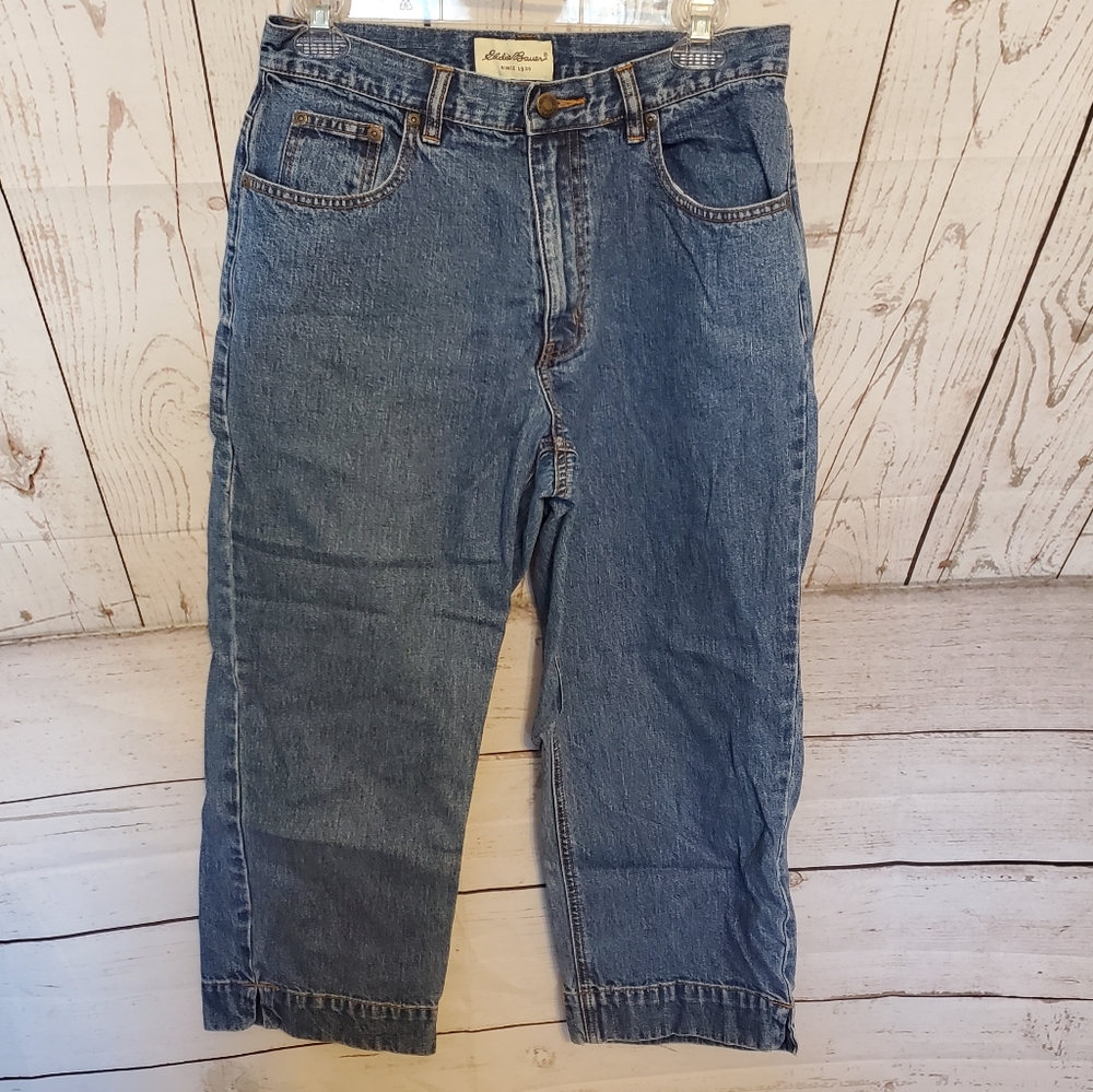 Eddie Bauer women's denim cropped pants blue size 10